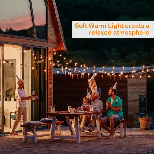 Vista 6 de DGE - Cadena de luces LED exteriores, impermeable e inastillable IP65, adorno de patios, jardines, glorietas, porches, luz blanca tenue