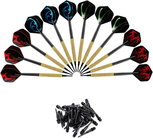 Vista 9 de Accmor 12 piezas de dardos con punta de plástico, juego de dardos de punta suave, dardo de punta de plástico de 14g, se adjunta extra 36 puntas