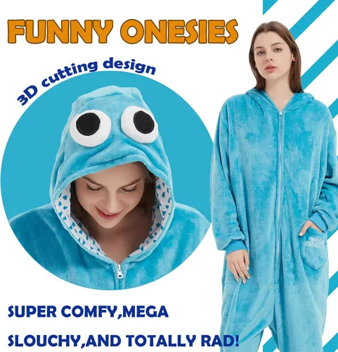 Vista 3 de SWEETXIN Pijama unisex para adultos, disfraz de Halloween, Navidad, cosplay para mujeres y hombres