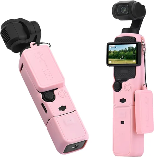 Vista 4 de Funda protectora de silicona para DJI Osmo Pocket 3 Funda de silicona Funda protectora Gimbal de mano Accesorios de cámara de acción (rosa)
