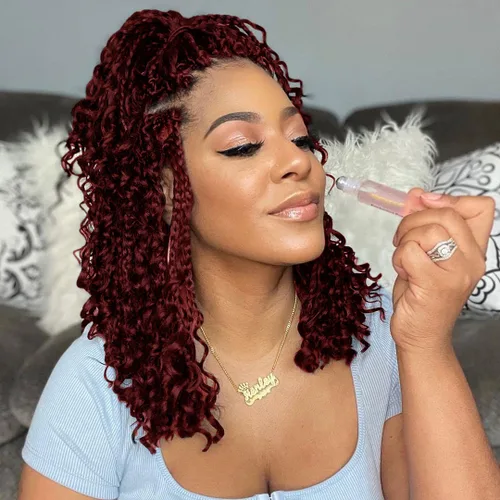 Vista 7 de Wodun Extensiones de Cabello de Ganchillo con Trenzas de Caja Goddess de 10 Pulgadas Pre-Enrolladas, Cabello de Ganchillo con Extremos Rizados Para