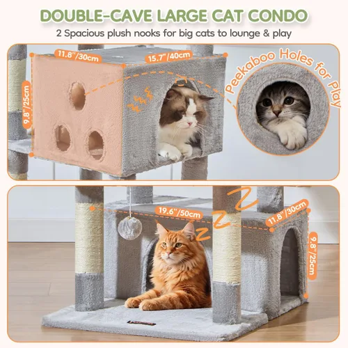 Vista 4 de Taoqimiao Árbol para gatos XXL de 79 pulgadas para gatos grandes, para gatos de gran tamaño, torre para gatos de varios niveles, 2 espaciosos