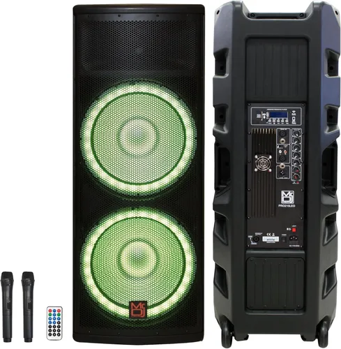 Vista 2 de MR DJ PRO215LED Profesional Dual 2x15 5500W PA DJ Altavoz alimentado por Bluetooth