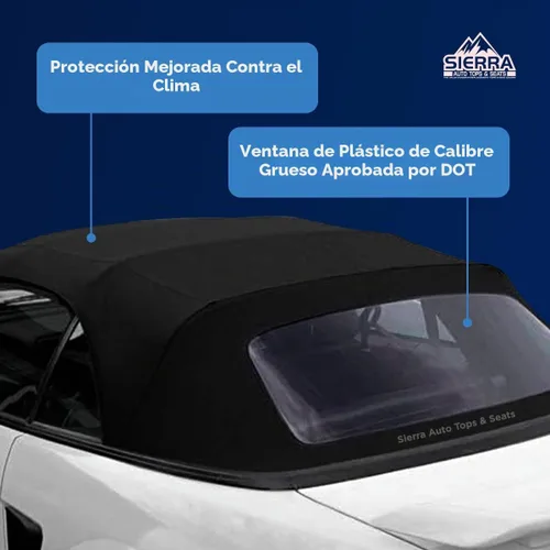 Vista 4 de Capota convertible para automóvil, en tela de lona con ventana de plástico, Negro