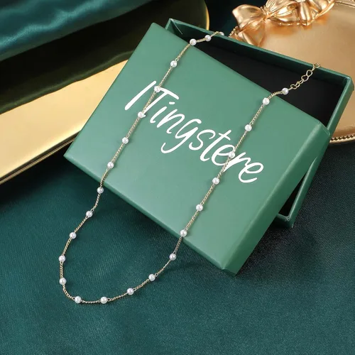 Vista 7 de Gold Dainty Choker Necklace for Women, 14k Golden Plated Satellite Bead Star CZ Cross Choker Thin Trendy Layering Discs Paperclip Necklaces