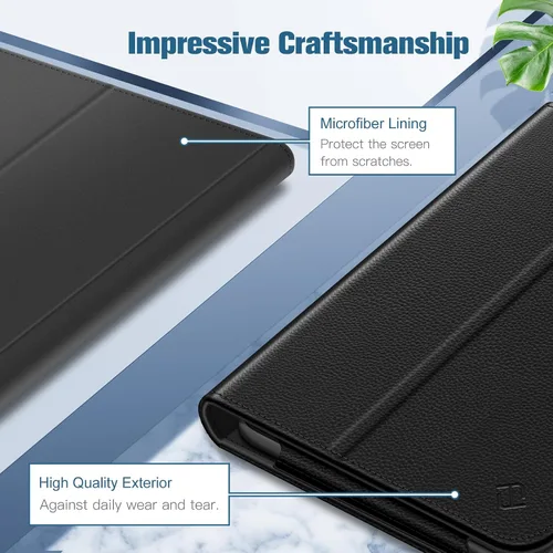 Vista 5 de Fintie Funda tipo folio para tablet Fire 7 (12ª generación, versión 2022), último modelo, piel vegana de alta calidad, delgada, plegable
