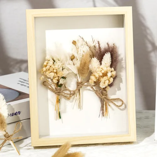 Vista 5 de 12 Pack de Bouquet de Flores Secas Mini Hierba Natural de Pampas Pequeña para Manualidades, Flores en Relieve Secas con Tallo, Arreglo Artificial