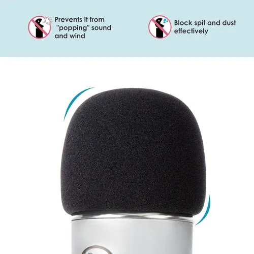 Vista 3 de Protector de viento de espuma para Blue Yeti, Yeti Pro, MXL, Audio Technica y otros micrófonos grandes, cubierta de filtro pop fabricada