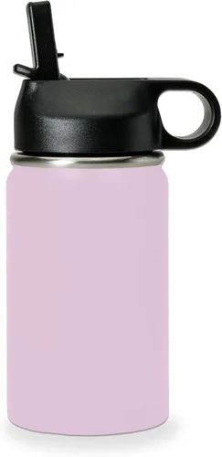 Vista 2 de LaserGram Botella de agua de doble pared abatible de 12 onzas con pajilla, tractor agrícola, grabado personalizado incluido (lavanda)