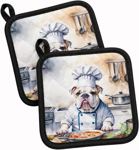 Vista 124 de Caroline's Treasures Coton de Tulear El Chef Par de Agarraderas de Ollas de Cocina Resistentes al Calor Juegos de Agarraderas de Ollas Almohadillas