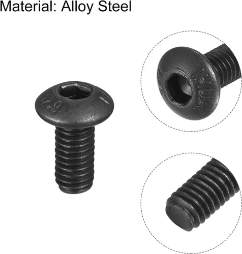 Vista 4 de uxcell Tornillos de cabeza de botón hexagonal M3x6mm Tornillos de acero de aleación 100pcs