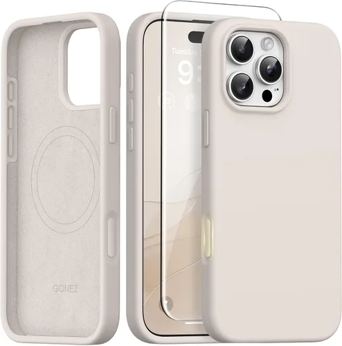 Vista 141 de GONEZ Funda magnética para iPhone 14, compatible con Magsafe, con protector de pantalla + protector de cámara, forro de microfibra antiarañazos