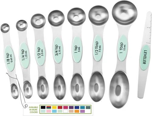 Vista 26 de Spring Chef Juego de cucharas medidoras magnéticas de acero inoxidable con imanes N45 fuertes, accesorios de cocina de metal resistente para hornear