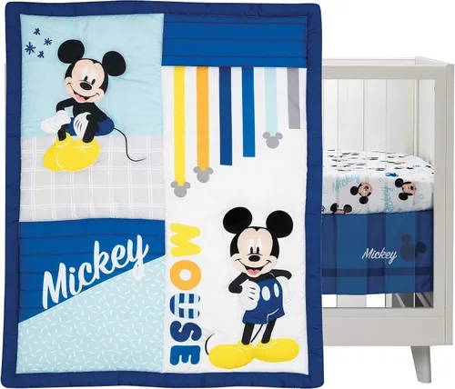 Vista 2 de Lambs & Ivy Disney Baby Forever Mickey Mouse - Juego de ropa de cama para cuna (3 piezas), color azul