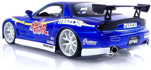 Vista 3 de Jada Street Fighter 1:24 1993 Mazda RX-7 - Coche fundido a presión y figura de Chun-Li de 2.75 pulgadas, juguetes para niños y adultos