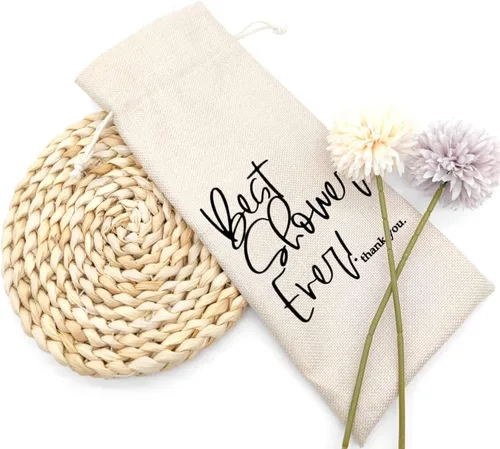 Vista 7 de Bolsa de vino Best Shower Ever: bolsa de arpillera personalizada con cordón para ideas de regalo de anfitrión de ducha
