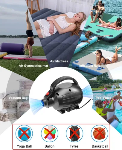 Vista 7 de Electric Air Pumps for Inflatables Gymnastics Track Mat Pool Float
