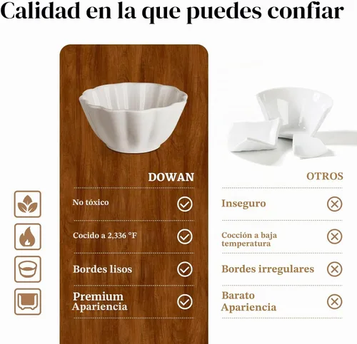 Vista 3 de DOWAN Ramekins - Ramekins de 4 onzas, moldes de crema brulee, aptos para horno, para hornear, platos de soufflé, tazas de natillas, pequeños cuencos