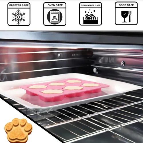 Vista 2 de Juego de 3 moldes de dulces de forma divertida para hacer golosinas para perros, molde de silicona con forma de pata