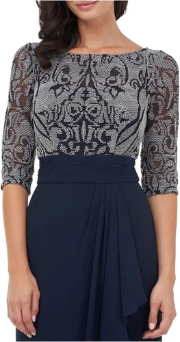 Vista 3 de JS Collections Vestido de noche drapeado adornado para mujer