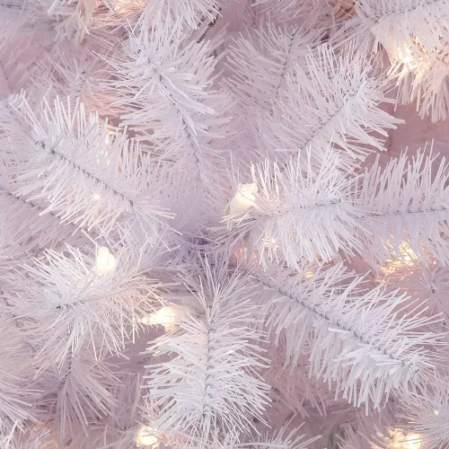 Vista 2 de Puleo International Árbol de Navidad artificial preiluminado de 4.5 pies con 150 luces, color blanco