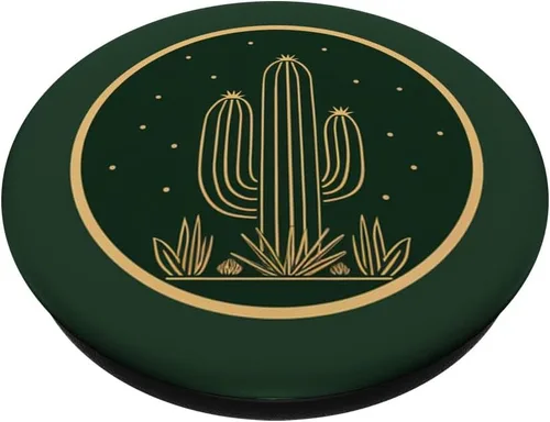Vista 2 de Desert Cactus Cactus Aloe Minimalista Diseño Estético Moderno PopSockets Estándar PopGrip