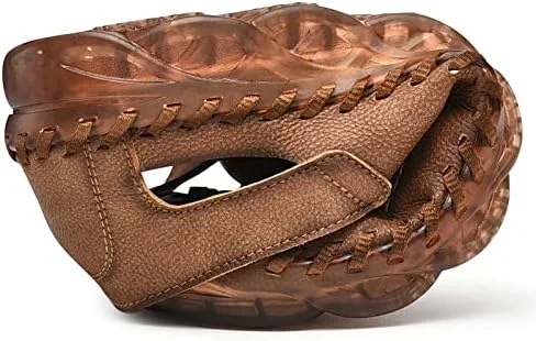 Vista 5 de Sandalias de cuero para hombre con punta cerrada para hombre transpirables zapatos de verano para pescador chanclas para hombre color marrón negro