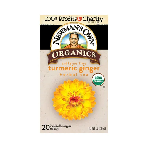 Vista 3 de Newman's Own Té de hierbas de jengibre de cúrcuma orgánico, sin cafeína, sabores salados y picantes combinados para la taza perfecta de té, paquete