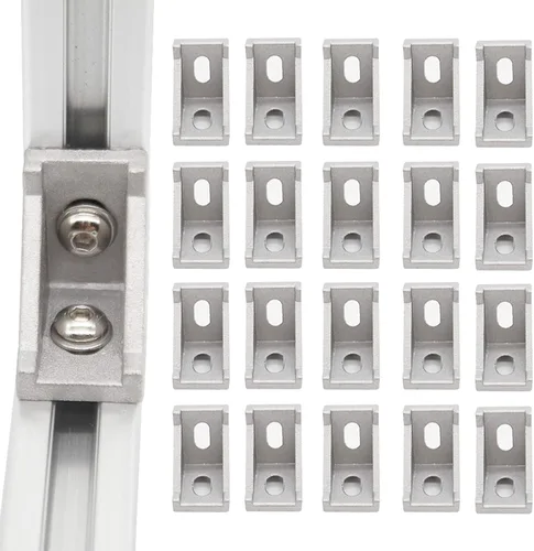 Vista 11 de 8 Conjuntos Perfiles de Extrusión de Aluminio Serie 10 Soportes de Esquina 1010 Conectores en L de Ángulo Recto de 90Grados con Tuercas y Pernos