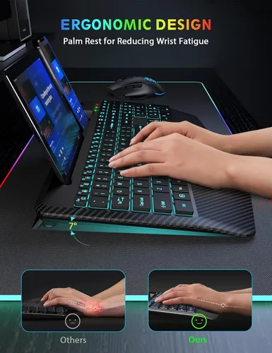 Vista 3 de Combo de teclado y mouse inalámbricos, teclas de tijera Negro
