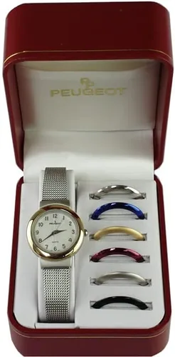 Vista 4 de Peugeot - Reloj de pulsera de malla para mujer con 7 biseles intercambiables