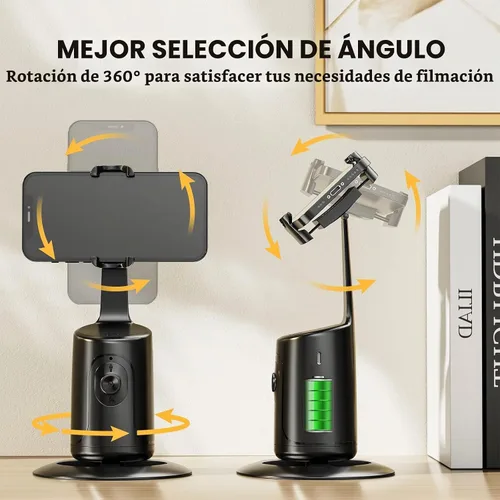 Vista 6 de Trípode de seguimiento facial automático – Soporte de teléfono de seguimiento automático de rotación de 360°, sin aplicación, soporte de cámara
