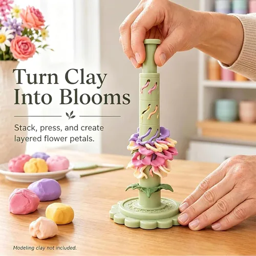 Vista 3 de Promted Flower Modular Clay Bloom Maker con 9 mangas moldeadoras Verde