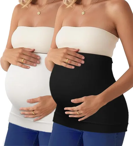Vista 9 de DIRAVO Banda para el vientre de maternidad para embarazo, antideslizante, de silicona, elástica, para el embarazo Negro + Gris