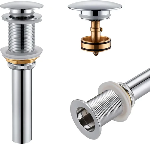 Vista 9 de KOKOSIRI C1002BG - Drenaje desplegable para fregadero de baño con cesta coladora, dorado cepillado con recogedor de pelo desmontable Oro cepillado