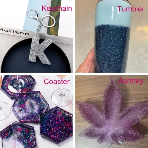Vista 4 de Brillantina fina holográfica para manualidades de resina epoxi, alta capacidad de 7.12 oz, para arte de uñas, maquillaje corporal, vasos de joyería