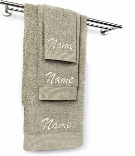 Vista 5 de Kaufman - Juego de toallas de baño bordadas personalizadas de calidad de hotel, toalla de mano y toallas para los dedos, 100% algodón para baño