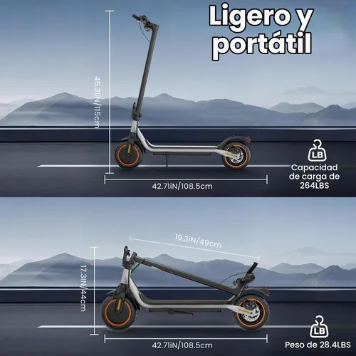 Vista 8 de Scooter eléctrico - Scooter eléctrico para adultos y adolescentes Negro - Rojo