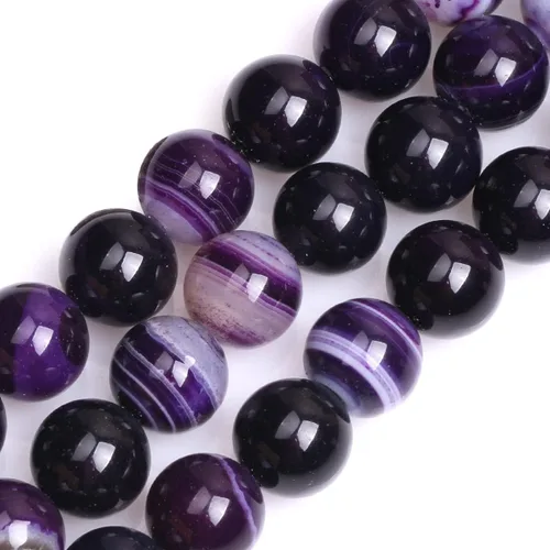 Vista 135 de GEM-Inside Cuentas Sueltas de Piedras Preciosas de Ágata Azul Bandeada Natural de 6mm Cuentas Redondas de Piedra de Energía para Hacer Joyas 15