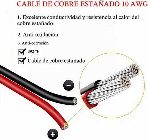 Vista 7 de Pinza de cocodrilo de reemplazo de conector EC5 de 10AWG, cable de arranque de EC5 con abrazaderas de batería, cable de puente de emergencia de 12V