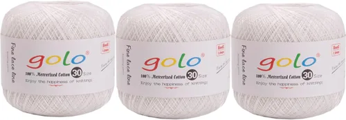 Vista 57 de Golo 3 bolas de hilo de ganchillo tamaño 30, hilo de bordar y lana para tejer a mano para calados 045 000-045 Rojo Caliente