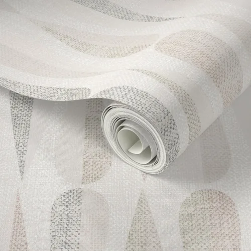 Vista 2 de Spoonflower Papel pintado Neutral Mod Mid Peel and Stick Rollo 24" x 144" Atomic Era 1950S Vintage Beige Gris Autoadhesivo, extraíble y apto