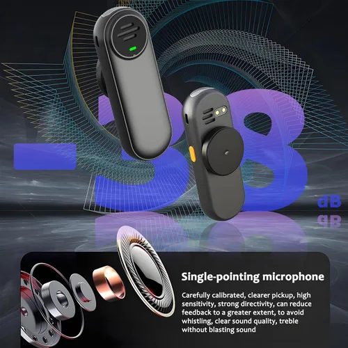 Vista 4 de Amplificador de voz Micrófono inalámbrico con Lavalier magnético, amplificador de voz Bluetooth para profesores con 2 micrófonos, micrófono portátil