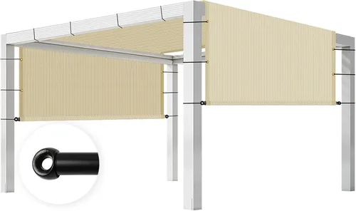 Vista 9 de Toldo de repuesto para pérgola de 8 x 12 pies, con varillas pesadas y ojales, bloqueo UV, paño para patio al aire libre, terraza, porche, patio Beige