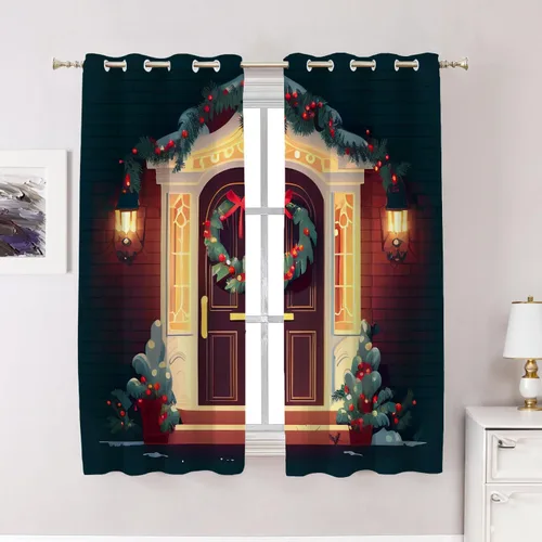 Vista 126 de Cortinas opacas de poliéster multicapa para cafetería, con diseño de diamantes, 2 unidades, 26 x 24 pulgadas