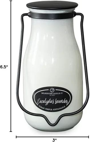 Vista 8 de Milkhouse Candle Company, Creamery Glow Collection Vela de soja perfumada: Milkbottle Candle, Eucalyptus Lavender, 14 onzas Clean-Burning, Soy