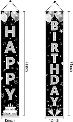 Vista 2 de Suministros de fiesta de feliz cumpleaños, letrero de porche y decoración de fondo para hombres y mujeres, cumpleaños de 16 a 90 años