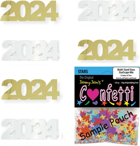 Vista 64 de Confetti Year 2024 Negro, Azul Royal Combo - 2 bolsas de media onza (1 oz)