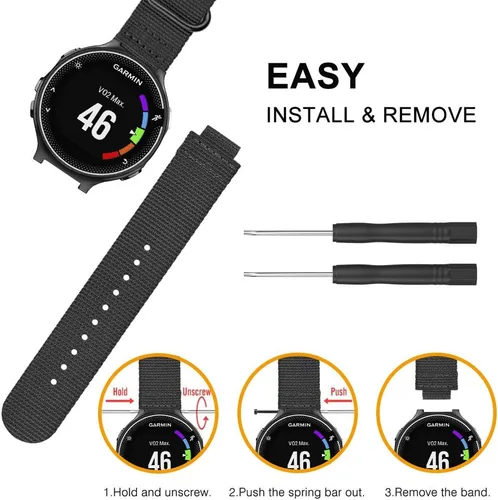 Vista 8 de FINTIE Nylon Sport Band Compatible with Garmin Forerunner 235 Soft Woven Nylon Straps, Breathable Replacement Wristband, Compatible with Garmin