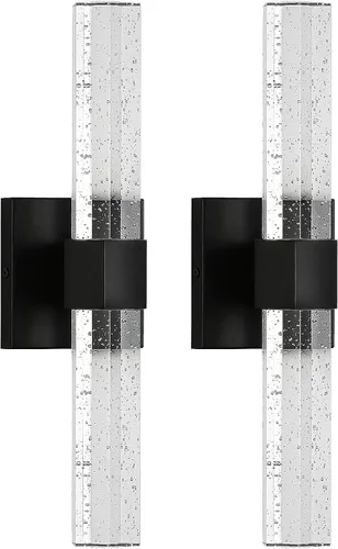 Vista 9 de Epinl Apliques negros de pared - Juego de 2 apliques de pared modernos de cristal, juego de 2, 14 W, 3000 K, regulables, accesorios de tocador